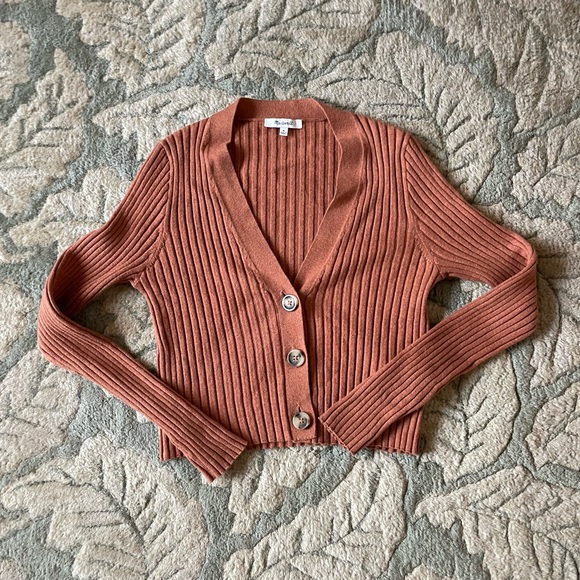 Madewell Rust Ribbed Cardigan - Picture 4 of 8